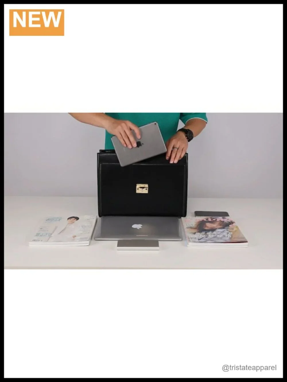 PU Leather Locking Laptop Messenger Bag for Business Men
